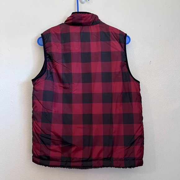 Buffalo David Britton Puffer Vest Women Large Red Plaid Reversible High Collar - Picture 4 of 13
